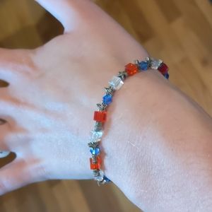 Red, white and blue beaded ⭐ bracelet